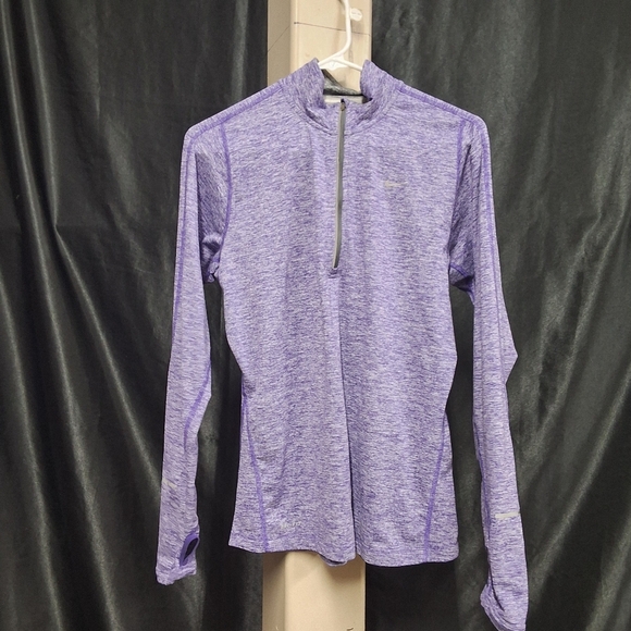 Nike Purple Fitted Long Sleeve Tee with Mandarin Collar - Picture 1 of 12